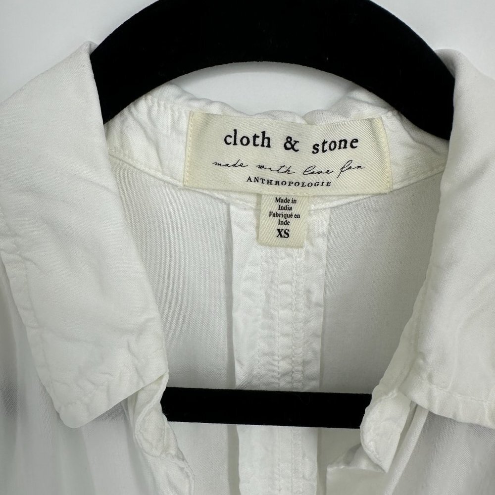 Anthropologie Cloth & Stone Landry Tencel Button Down Blouse White‎ XS - Picture 8 of 10